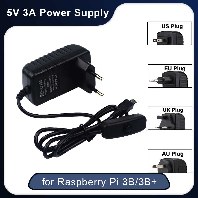 5V 3A Raspberry Pi 3 Model B+  - огляд і ціна Pi Power Supply